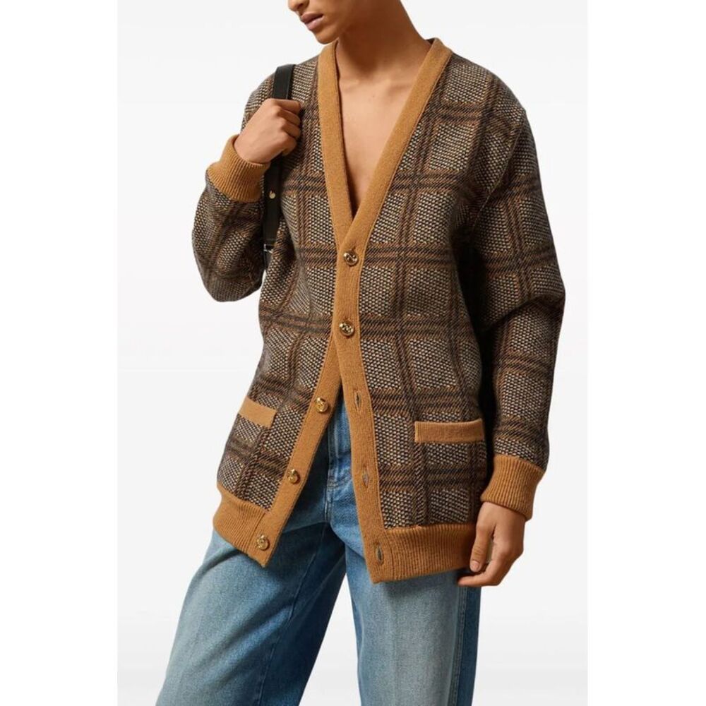Gucci Women Check And 'Gg' Reversible Cardigan - Picture 2 of 6